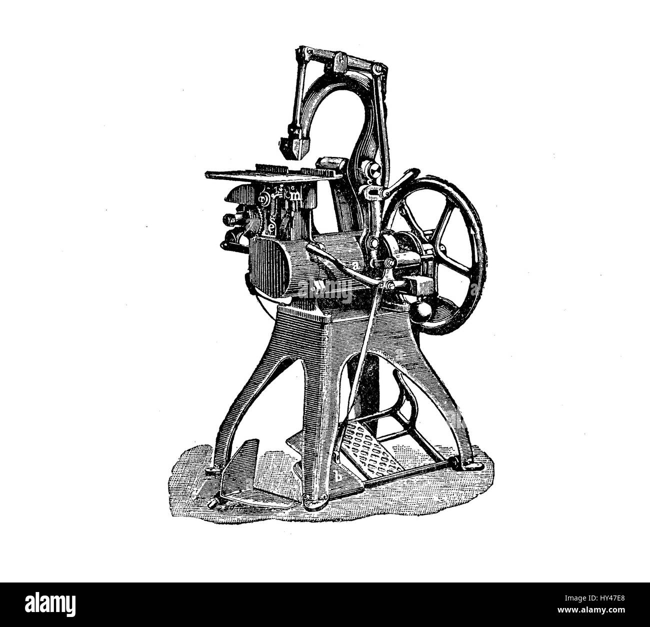 La rilegatura a filo macchina per la produzione di stampa, incisione vintage Foto Stock