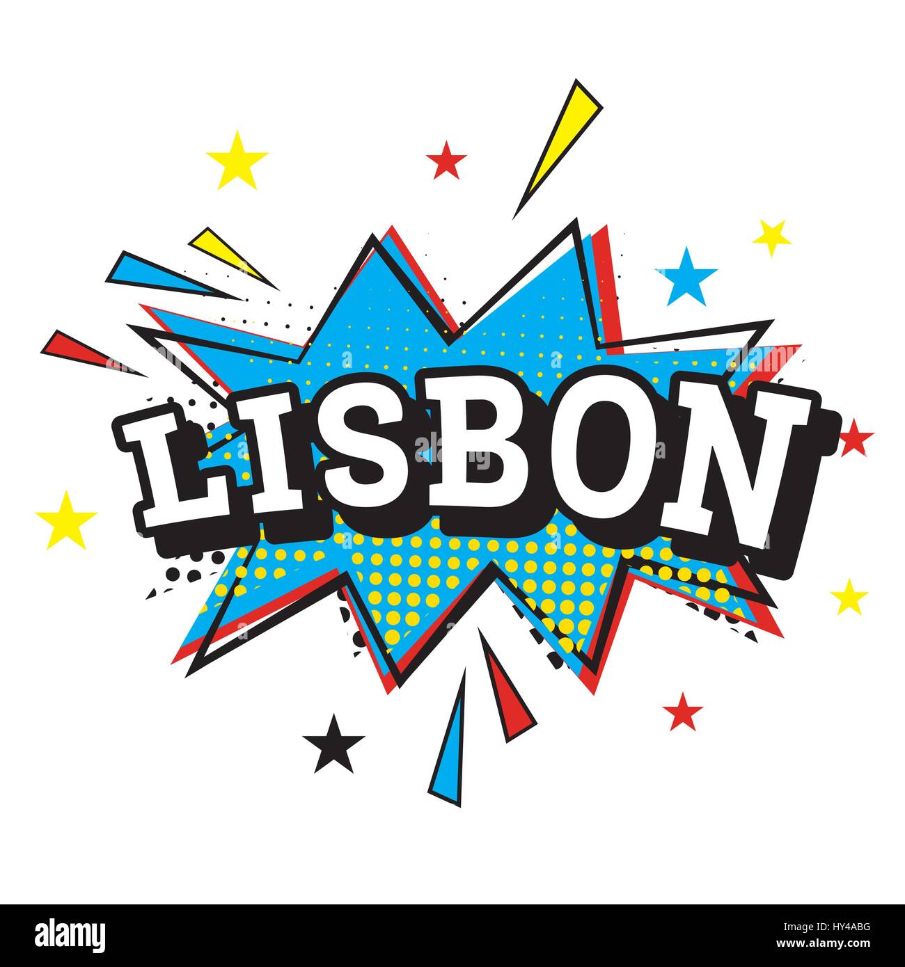 Lisbona. testo di fumetti in pop art style. illustrazione vettoriale Illustrazione Vettoriale