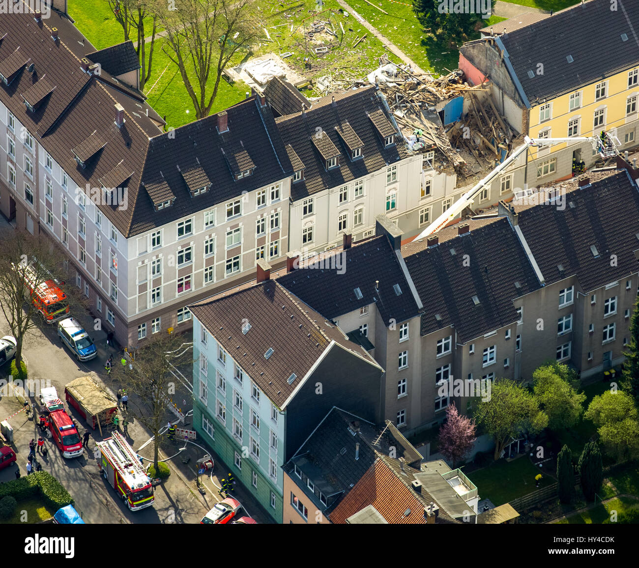 Edificio residenziale a Dortmund è esplosa, Dortmund - - Hoerde, esplosioni in un edificio a tre piani edificio residenziale, Teutonenstrasse 3, Dortmund, la zona della Ruhr, Foto Stock