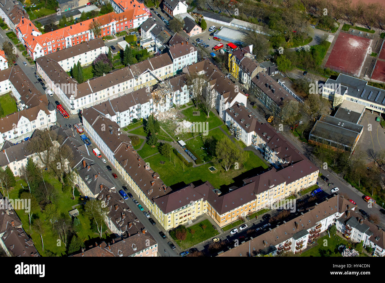 Edificio residenziale a Dortmund è esplosa, Dortmund - - Hoerde, esplosioni in un edificio a tre piani edificio residenziale, Teutonenstrasse 3, Dortmund, la zona della Ruhr, Foto Stock