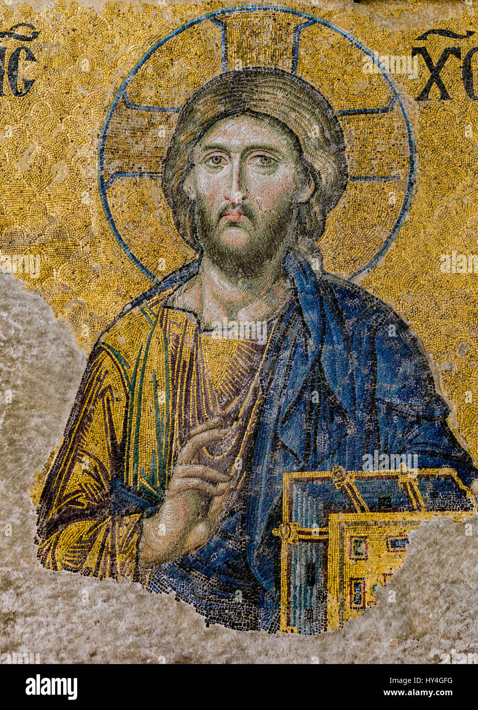 Gesù Cristo Pantocratore, un mosaico bizantino all'interno di Hagia Sophia, Istanbul, Turchia - 8 Ottobre 2013 Foto Stock