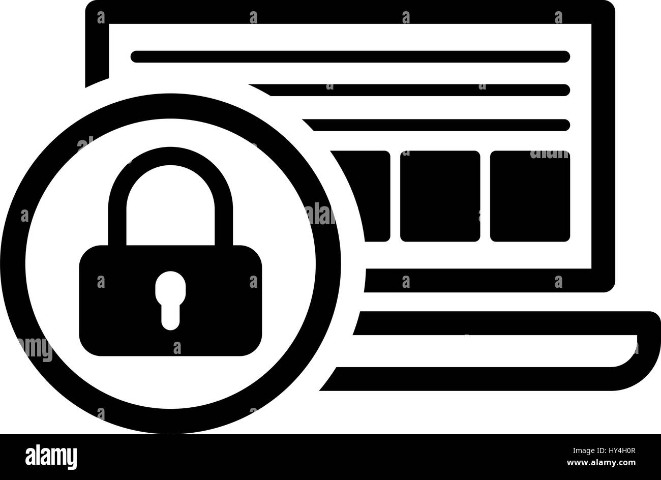 La sicurezza della rete e la relativa icona. Design piatto. Illustrazione Vettoriale