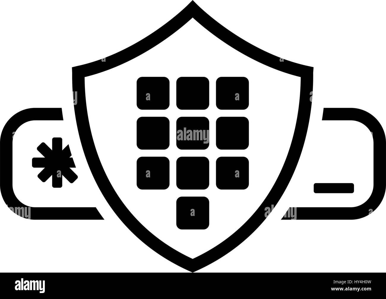 Codice di sicurezza e la relativa icona. Design piatto. Illustrazione Vettoriale