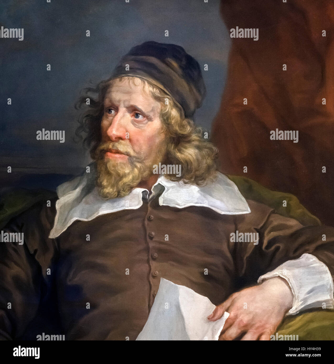 Inigo Jones. Ritratto del xvii secolo architetto inglese Inigo Jones (1573-1652) da William Hogarth, olio su tela, 1757-58. Dettaglio di un dipinto di grandi dimensioni, HY4H3C. Foto Stock