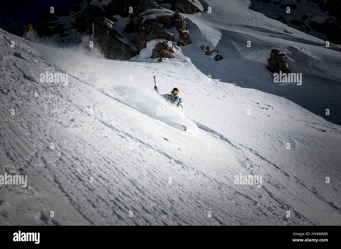 Freeride nelle Alpi Foto Stock