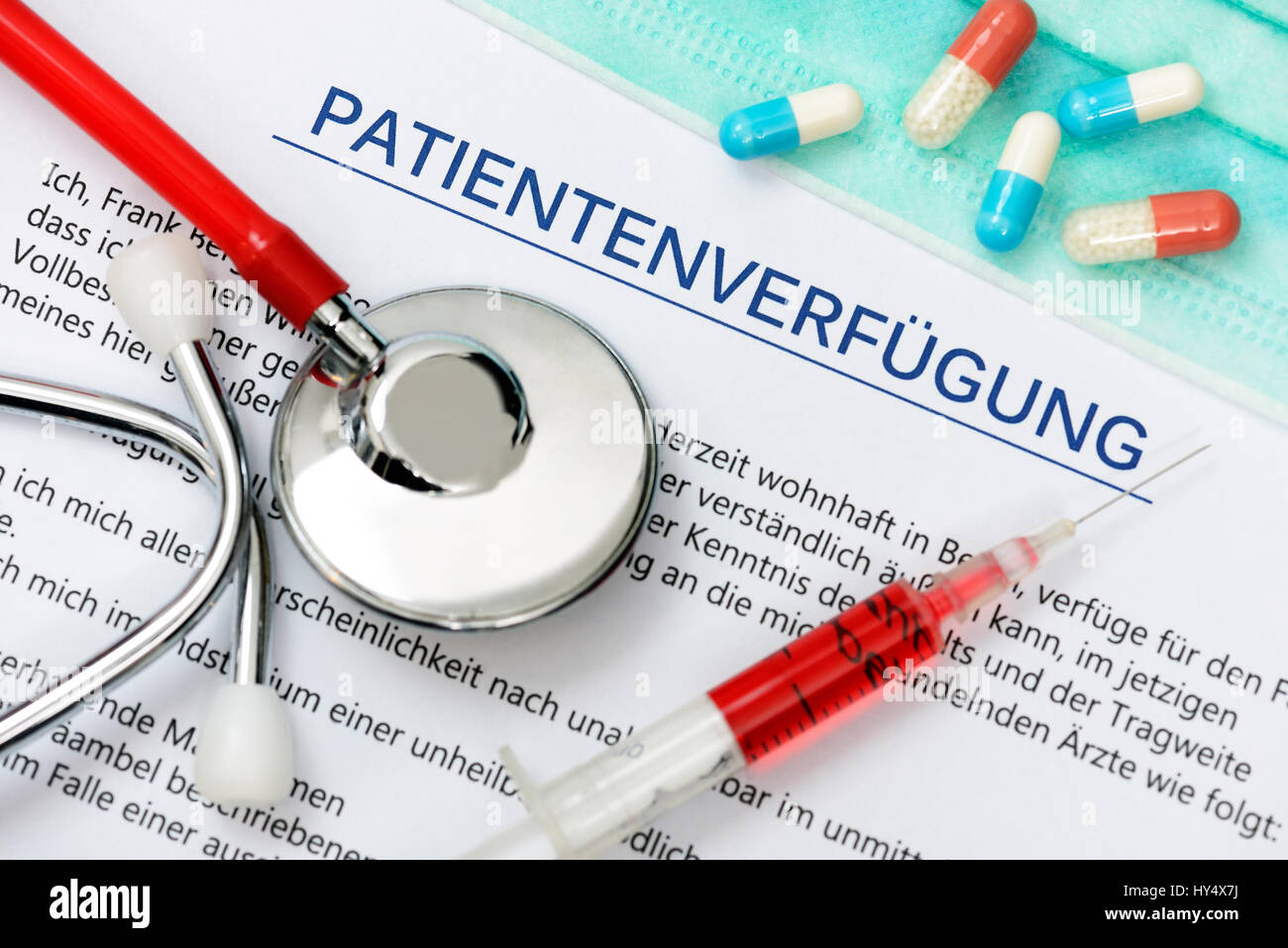 Paziente, possesso Patientenverfuegung Foto Stock