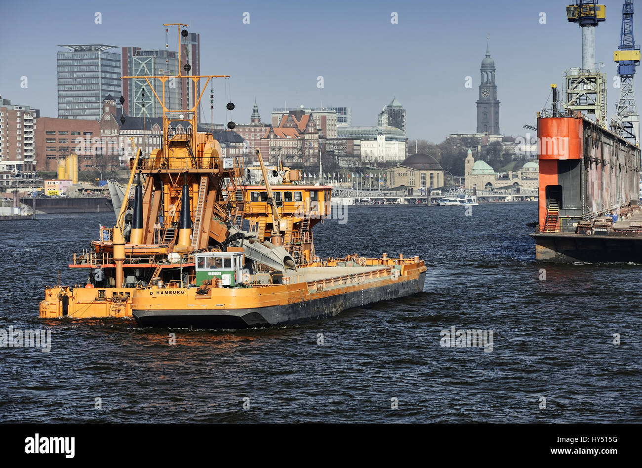 Elbvertiefung: Elbbagger Odin nel porto di Amburgo, Amburgo, Germania, Europa Elbvertiefung: Elbbagger Odin im Hamburger Hafen, Deutschland, Europa Foto Stock