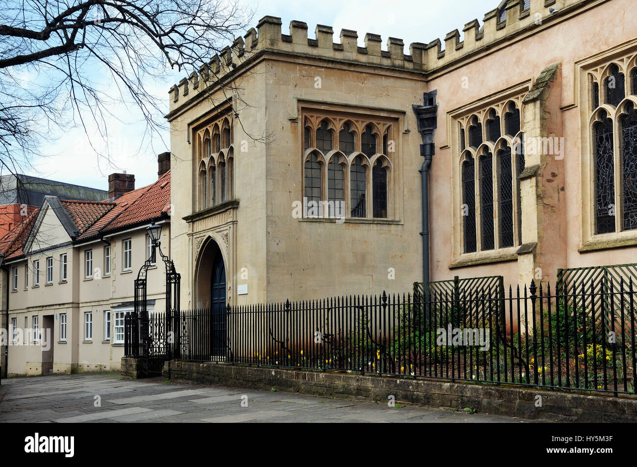 Walsingham House & Sud portico di St James Priory Broadmead, Bristol Foto Stock