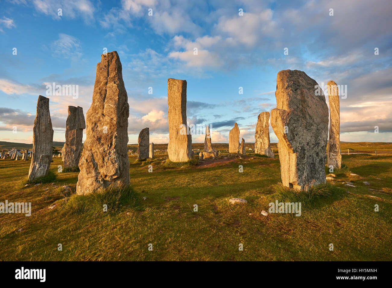 Neolitico calanais standing stones, isola di Lewis, Ebridi Esterne, SCOZIA Foto Stock