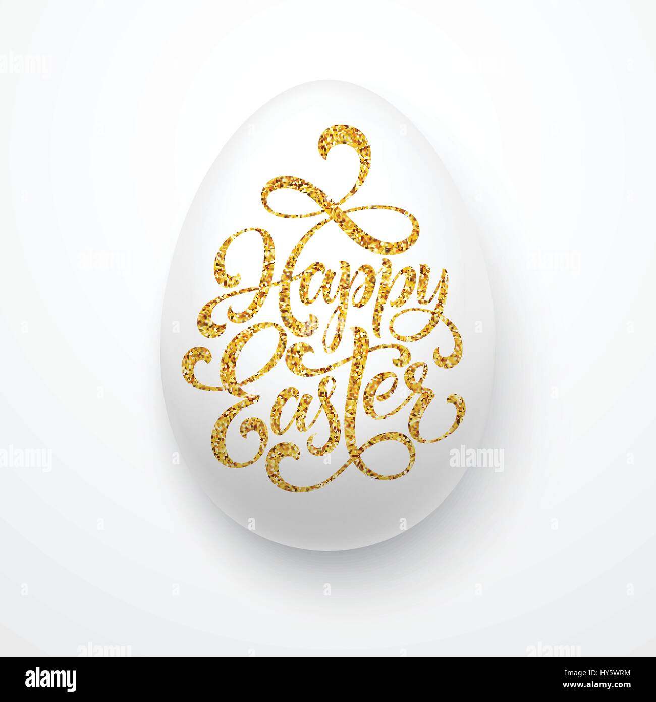 Uovo di Pasqua con il messaggio di saluto festivo Golden lettering. Illustrazione Vettoriale. Illustrazione Vettoriale