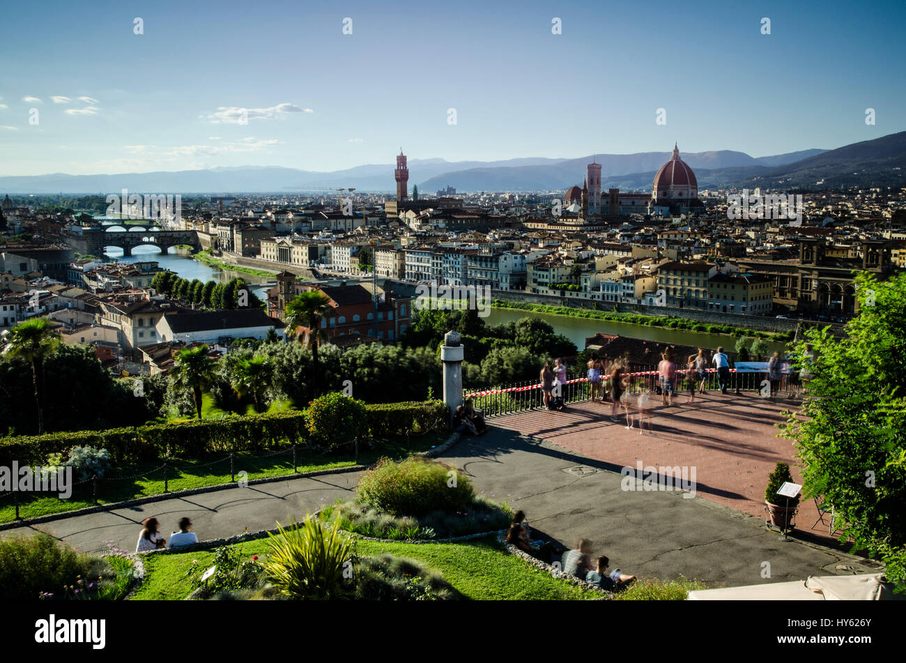 Orizzonte di Firenze dal Piazzale Michelangelo Foto Stock