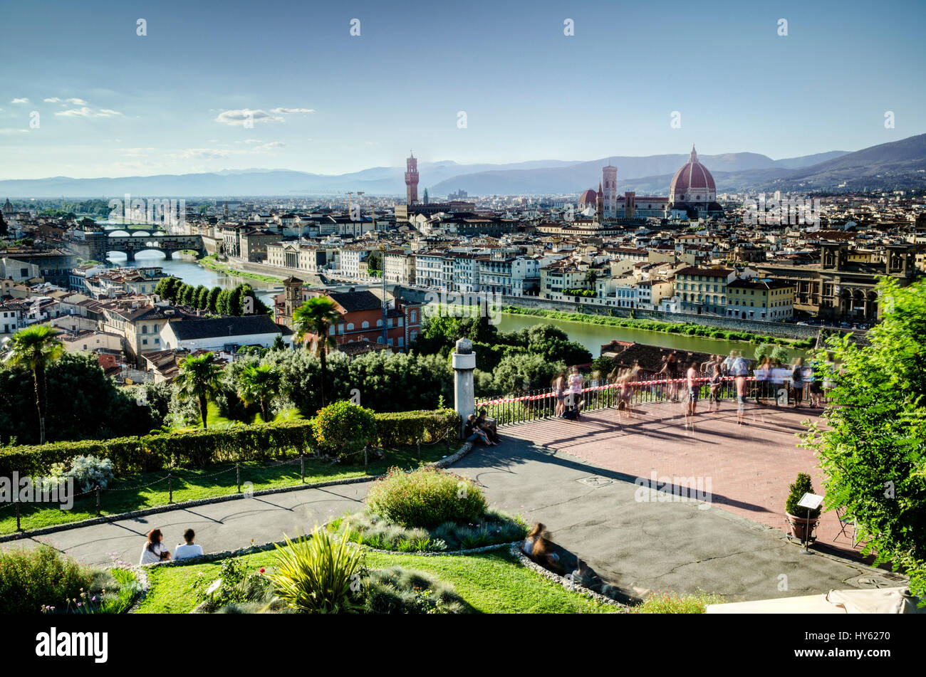 Orizzonte di Firenze dal Piazzale Michelangelo Foto Stock