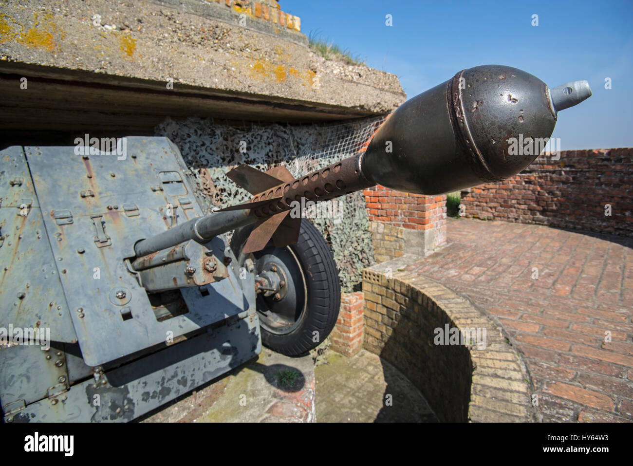 Pak 36 / Panzerabwehrkanone 36 con Stielgranate 41, Tedesco anti-pistola serbatoio a Raversyde Atlantikwall / Atlantic Wall museum a Raversijde, Belgio Foto Stock