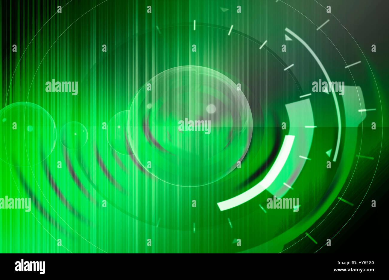 Abstract virtuale digitale high-tech con sfondo verde brillante di colori ed effetti speciali. Foto Stock
