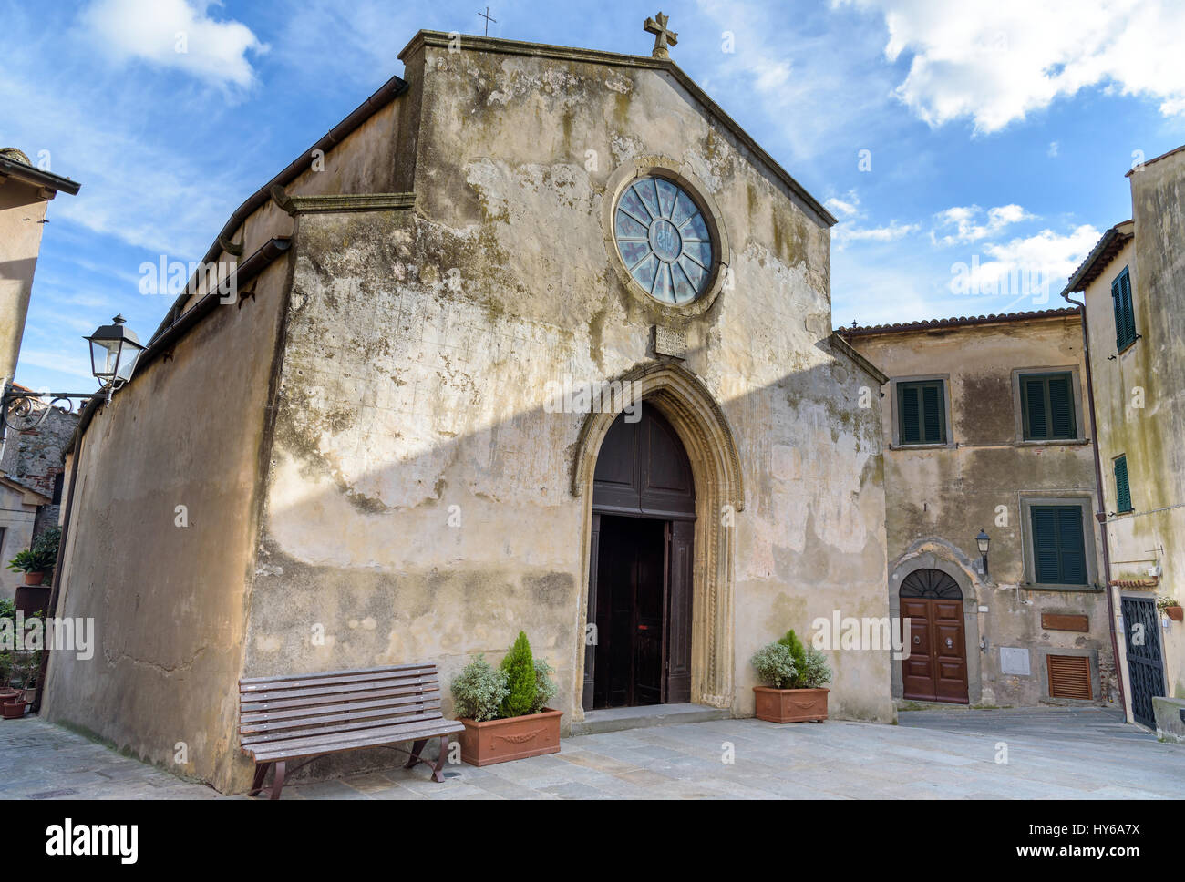 La chiesa medievale di San Nicola a Capalbio, provincia di Grosseto, Toscana, Italia Foto Stock
