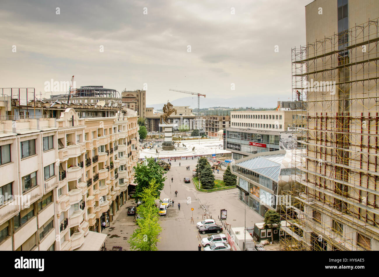 Skopje, Macedonia - Panorama del centro Foto Stock