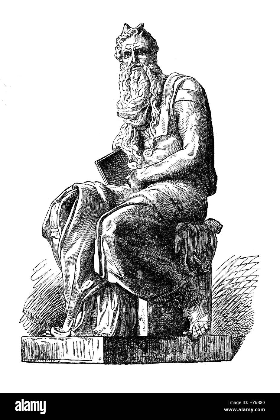 Mosè, famosa scultura in marmo da artista del Rinascimento Michelangelo Buonarroti nella chiesa di San Pietro in Vincoli a Roma, XVI secolo Foto Stock