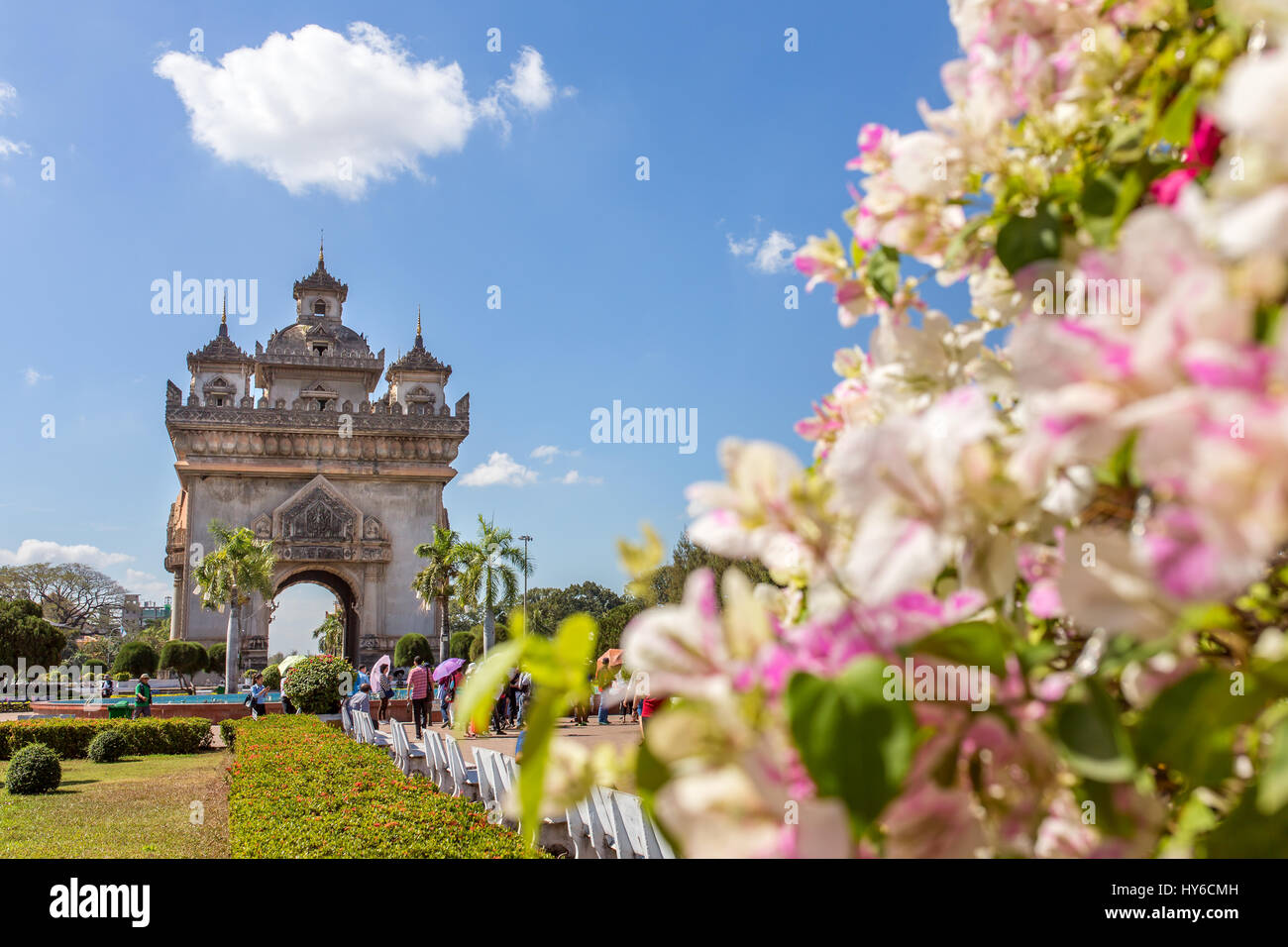 Monumento Patuxai in Vientiane, Laos Foto Stock