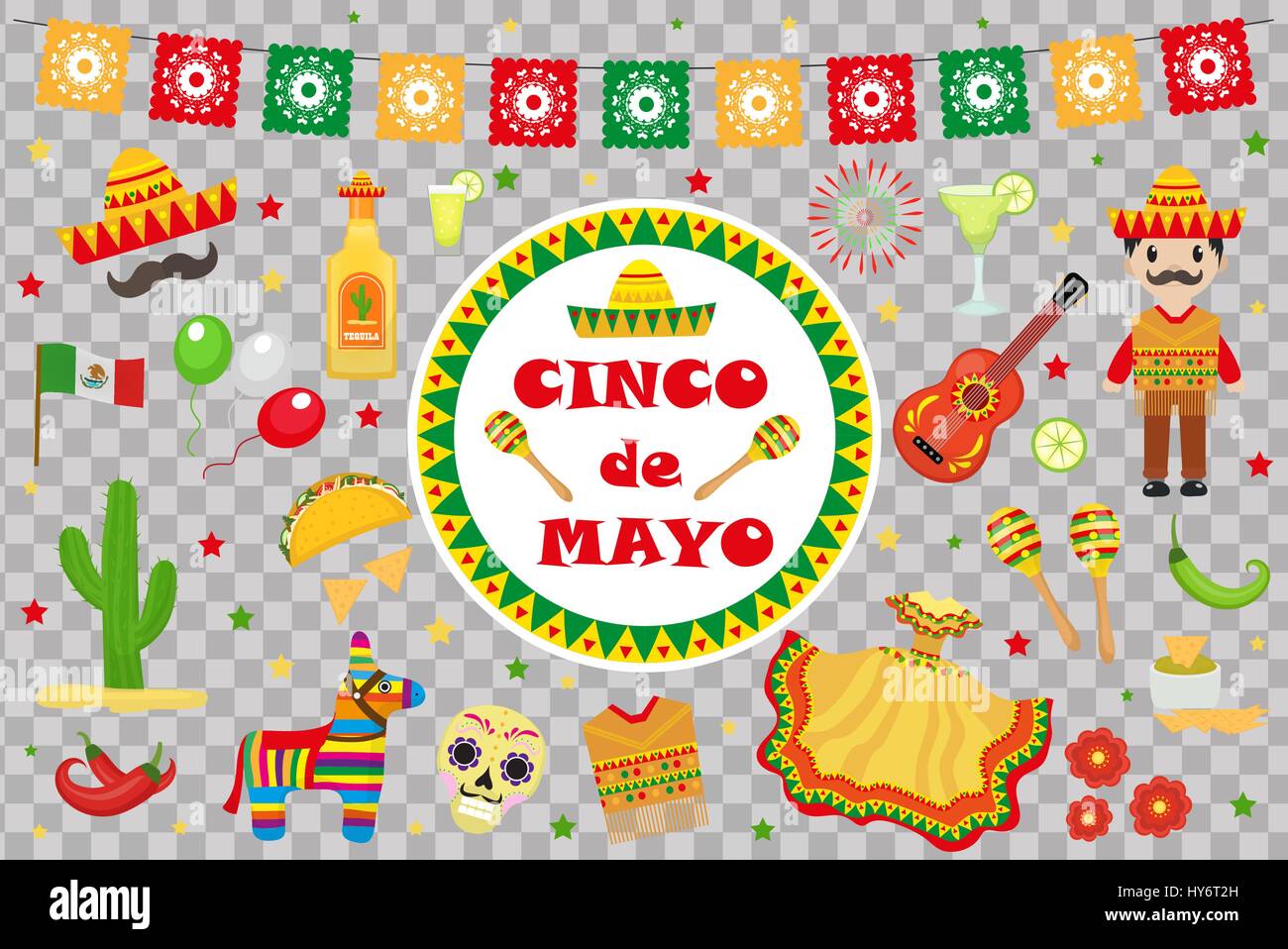 Angolo festa di Carnevale con icone, oggetti e decorazioni Immagine e  Vettoriale - Alamy