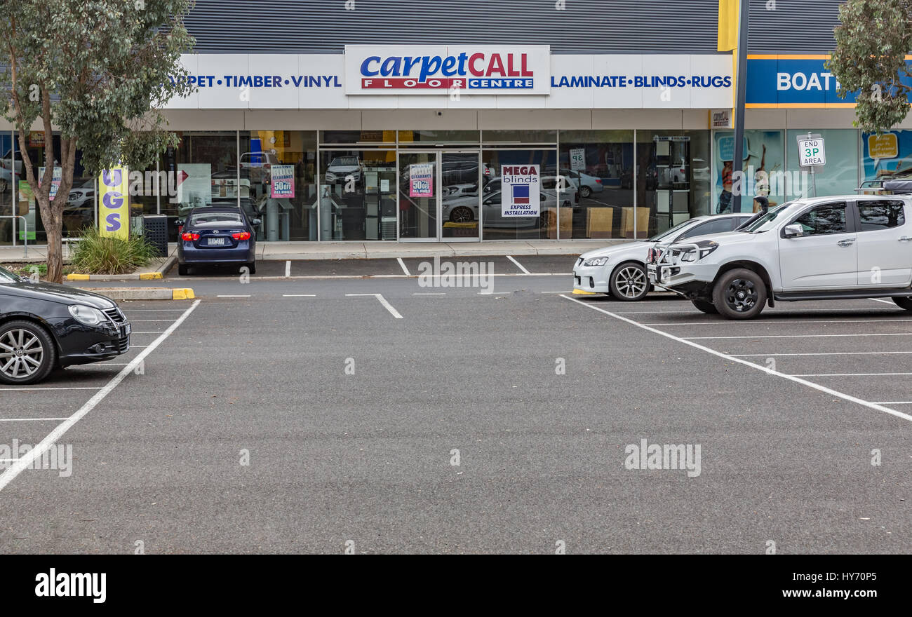 Tappeto pavimento chiamata store presso Watergardens shopping, Melbourne, Victoria, Australia. Foto Stock