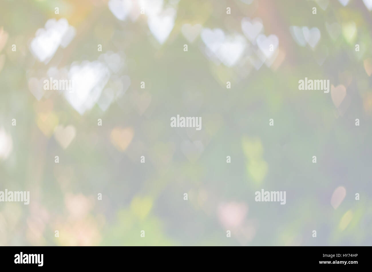 Abstract cuore di sfondo bokeh di fondo di forma in tono verde Foto Stock