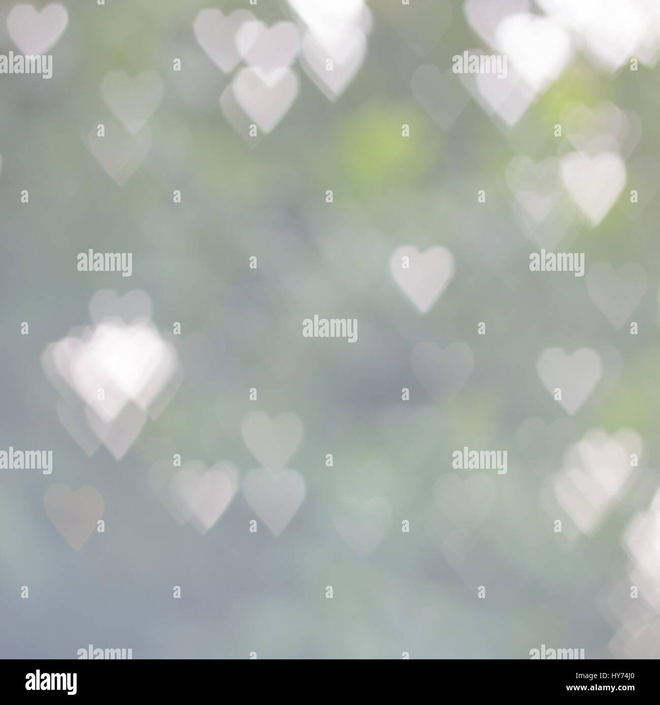 Abstract cuore di sfondo bokeh di fondo di forma in tono verde Foto Stock
