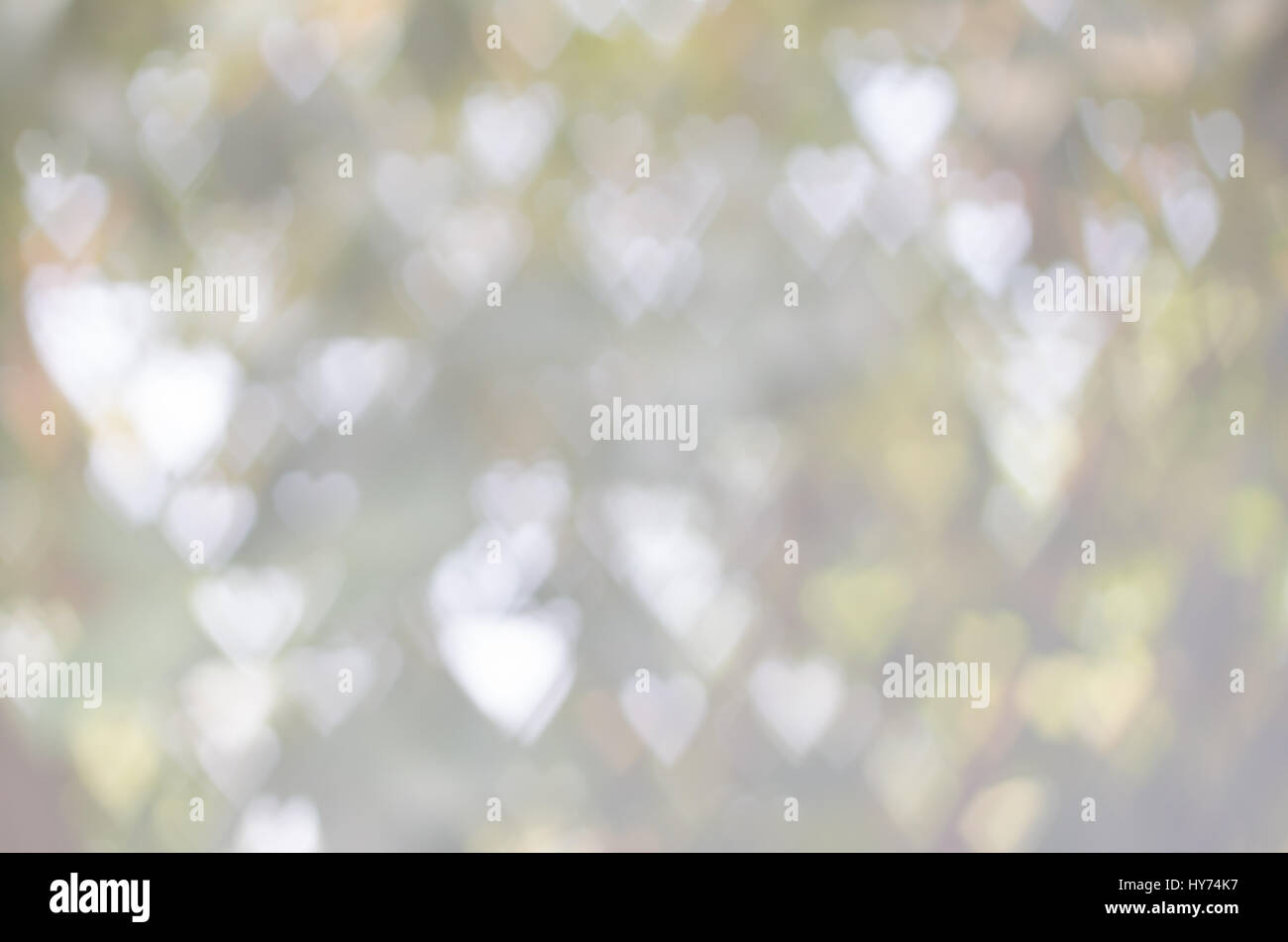 Abstract cuore di sfondo bokeh di fondo di forma in tono verde Foto Stock