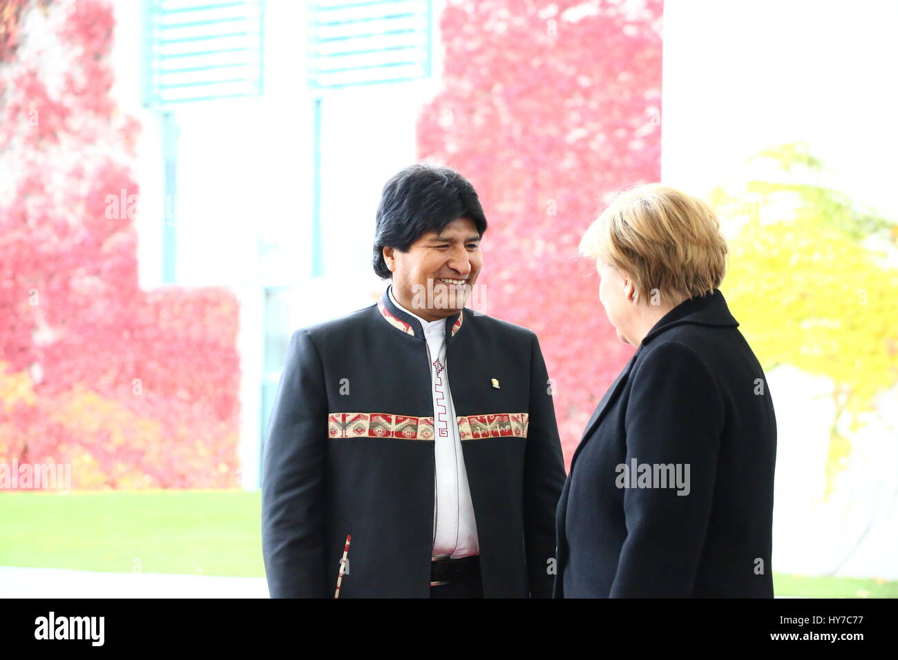 Berlino, Germania, Novembre 4th, 2015: Il presidente boliviano Evo Morales per la visita ufficiale. Foto Stock