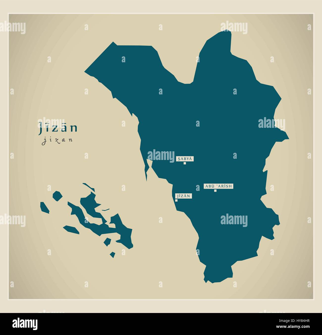 Mappa moderno - Jizan SA Illustrazione Vettoriale