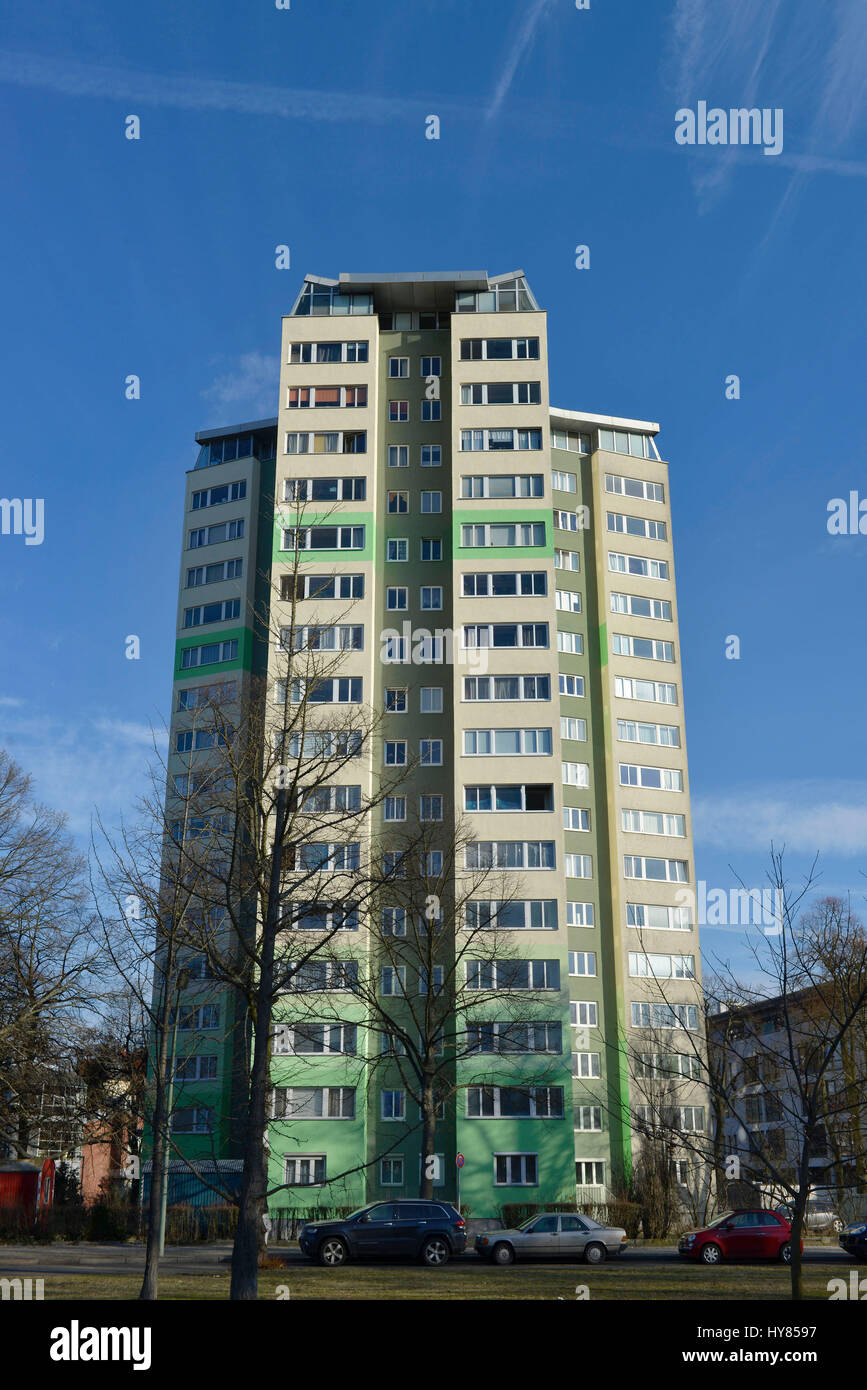 Elevato aumento sull'angolo di rose, dam Hohenzollern, Grunewald, villaggio Wilmers, Berlino, Germania, Hochhaus am Roseneck, Hohenzollerndamm, Wilmersdorf, DT Foto Stock