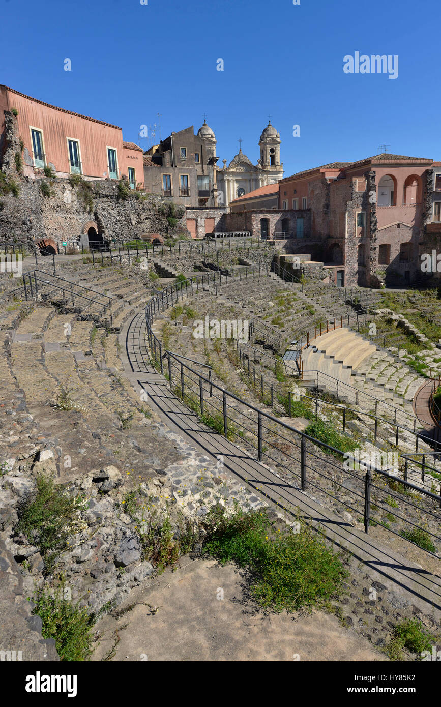 Teatro Romano, via Vittorio Emanuele II, Catania, Sicilia, Italia, Via Vittorio Emanuele II, Sizilien, Italien Foto Stock