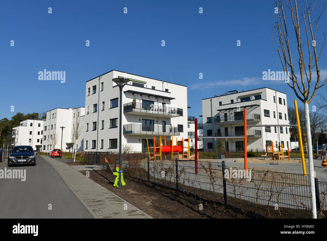 Nuova area di costruzione, Oskar Helene Park avenue, argilla, Dahlem, Berlino, Germania, Neubaugebiet, Clayallee, Deutschland Foto Stock