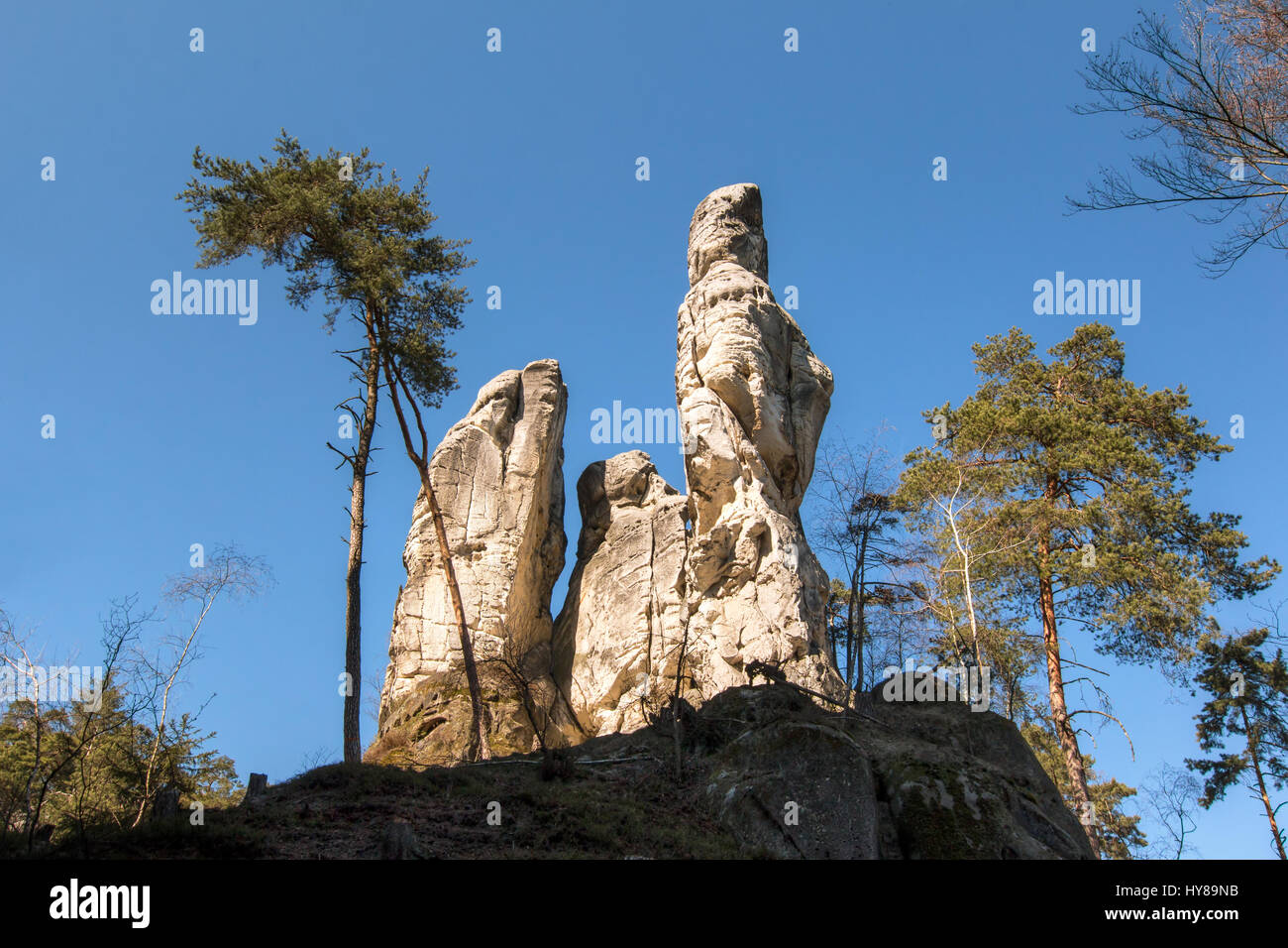 Le formazioni rocciose nel Paradiso Boemo Geoparco Foto Stock