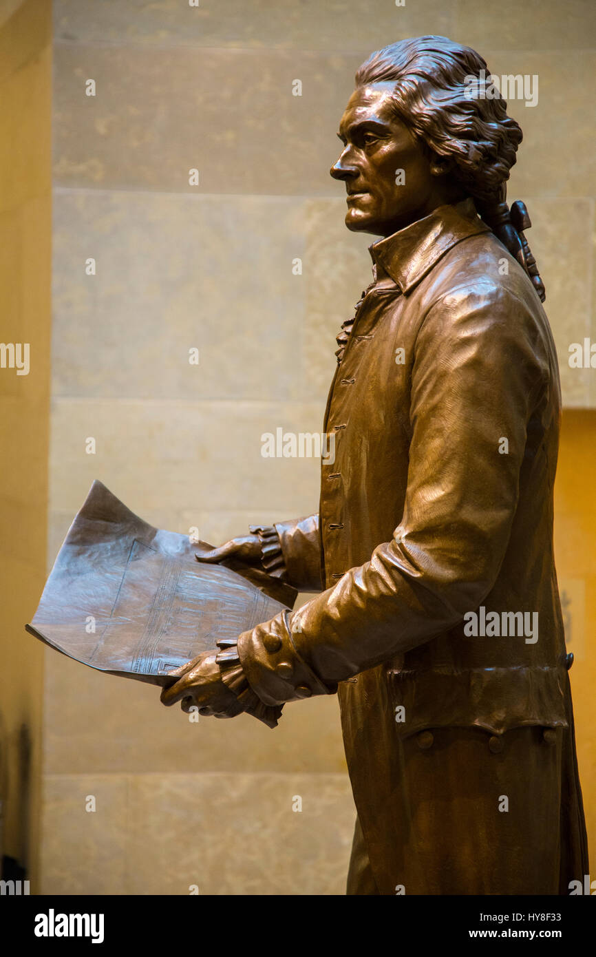 Richmond, Virginia. Statua di Thomas Jefferson nello Stato Capitol Building, dedicato 2012. Scultore: Ivan Schwartz. Foto Stock