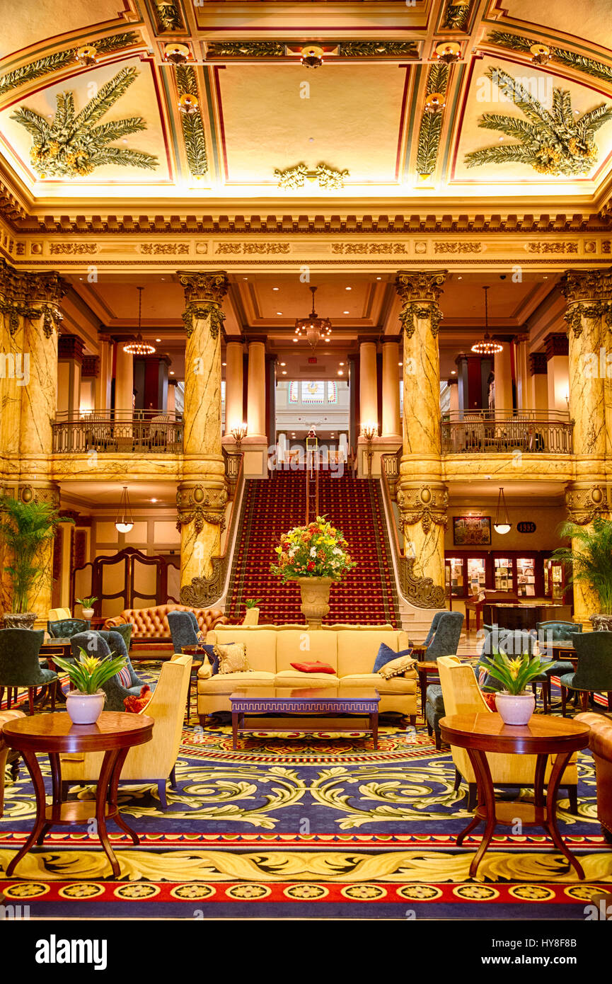 Richmond, Virginia. La lobby di Jefferson Hotel, aperto nel 1895. Foto Stock