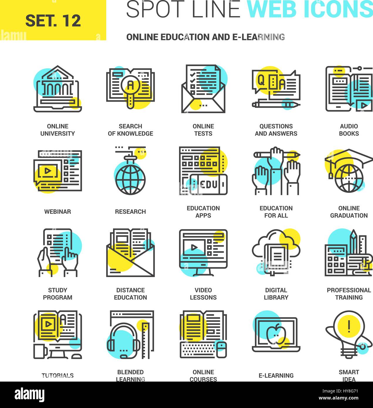 Formazione online e l'E-learning Illustrazione Vettoriale