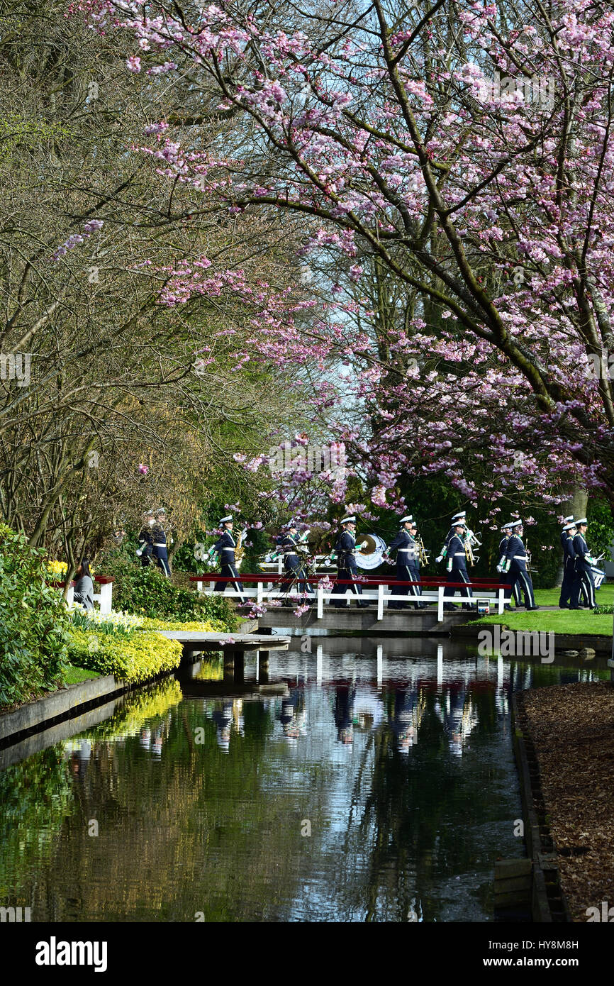 Città di Lisse Marching Band al Keukehof Tulip mostrano Nederlands Foto Stock