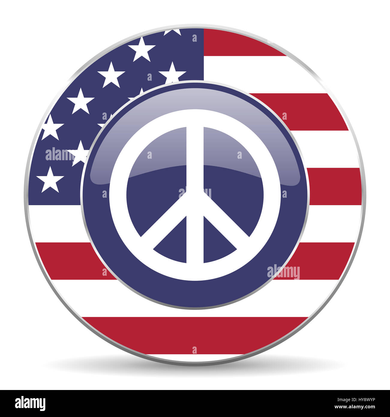 La pace usa web design american round icona internet con ombra su sfondo bianco. Foto Stock