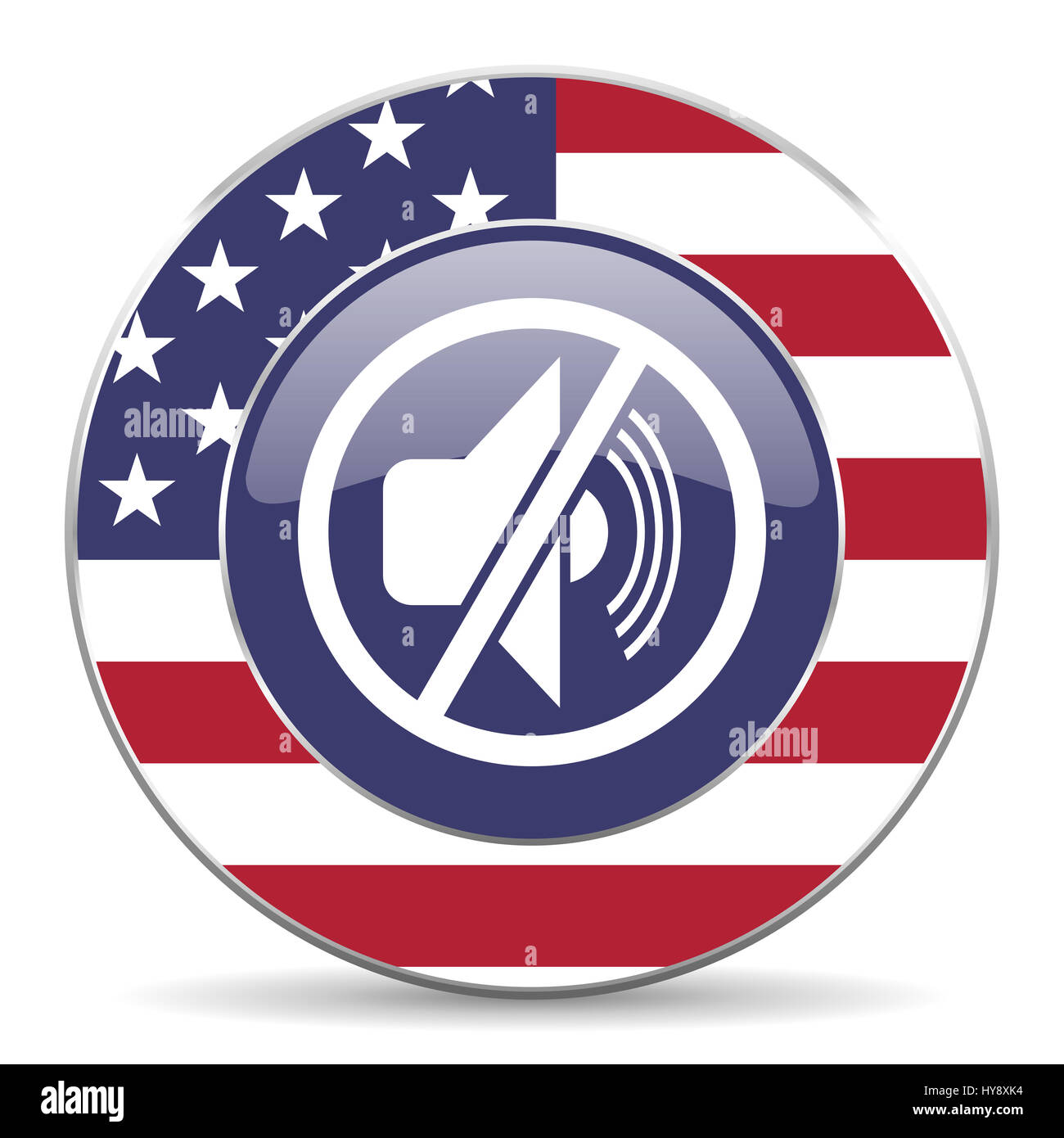 Disattivare usa web design american round icona internet con ombra su sfondo bianco. Foto Stock