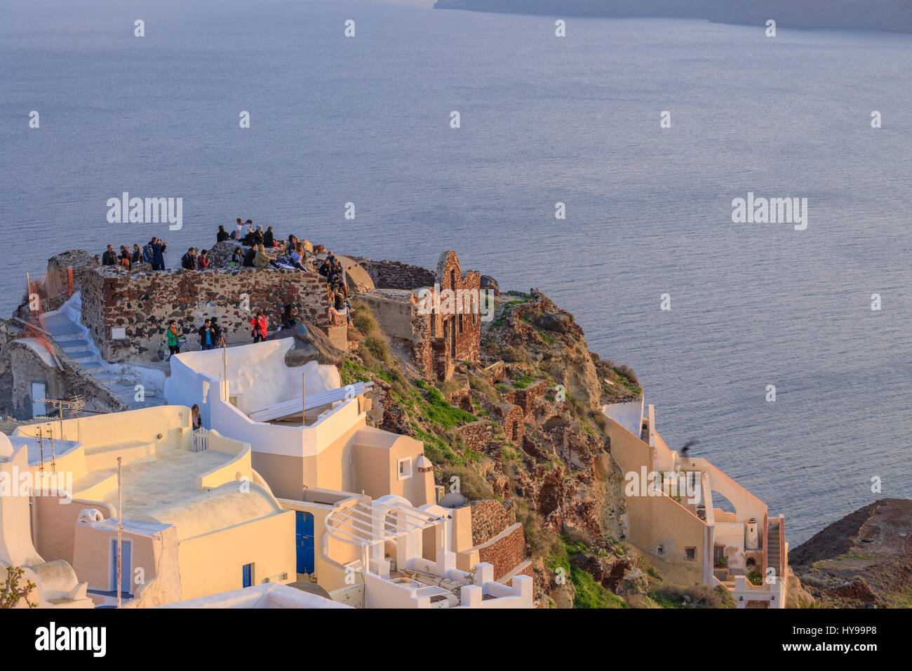 Santorini al tramonto, Grecia Foto Stock