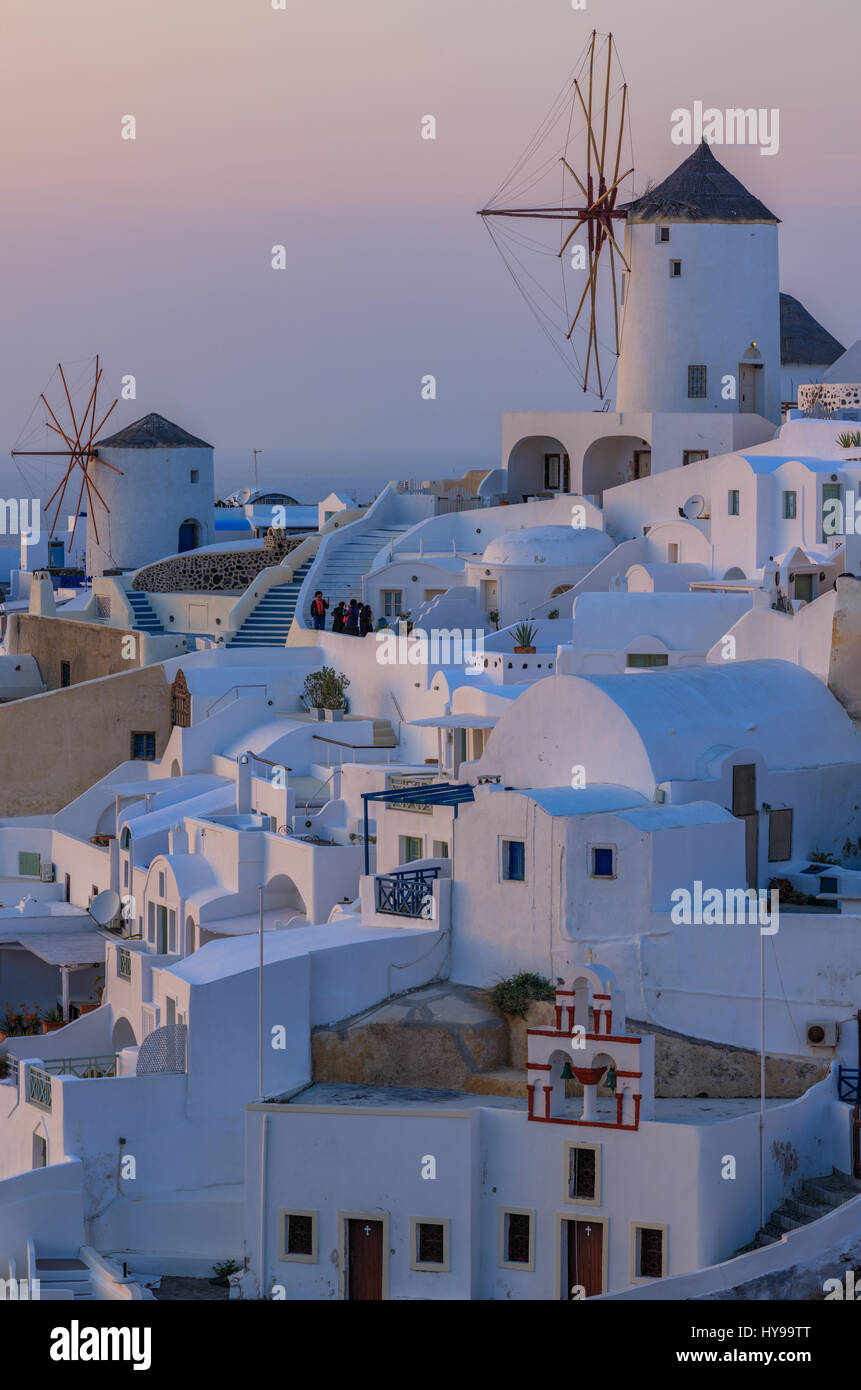 Santorini al tramonto, Grecia Foto Stock