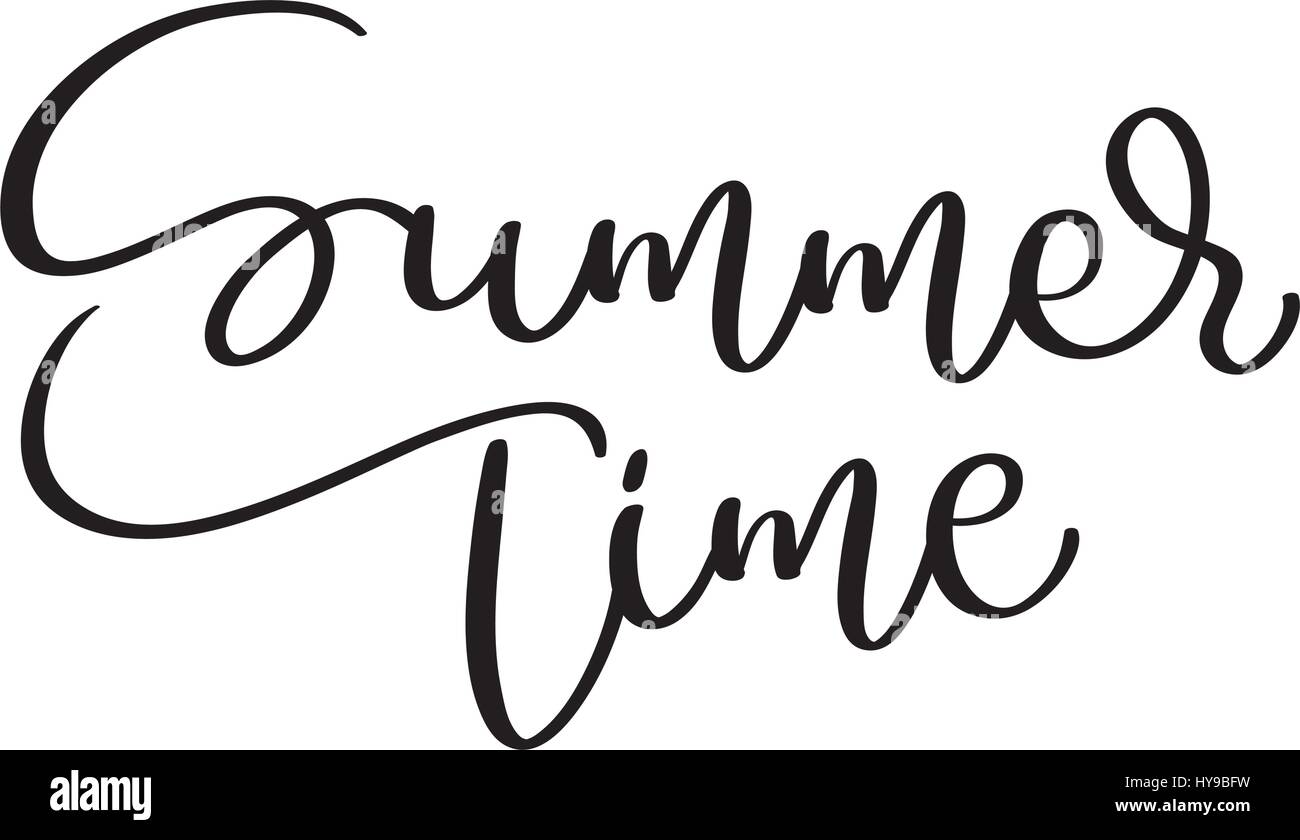 In estate il testo su sfondo bianco. Disegnata a mano Calligraphy lettering illustrazione vettoriale EPS10 Illustrazione Vettoriale