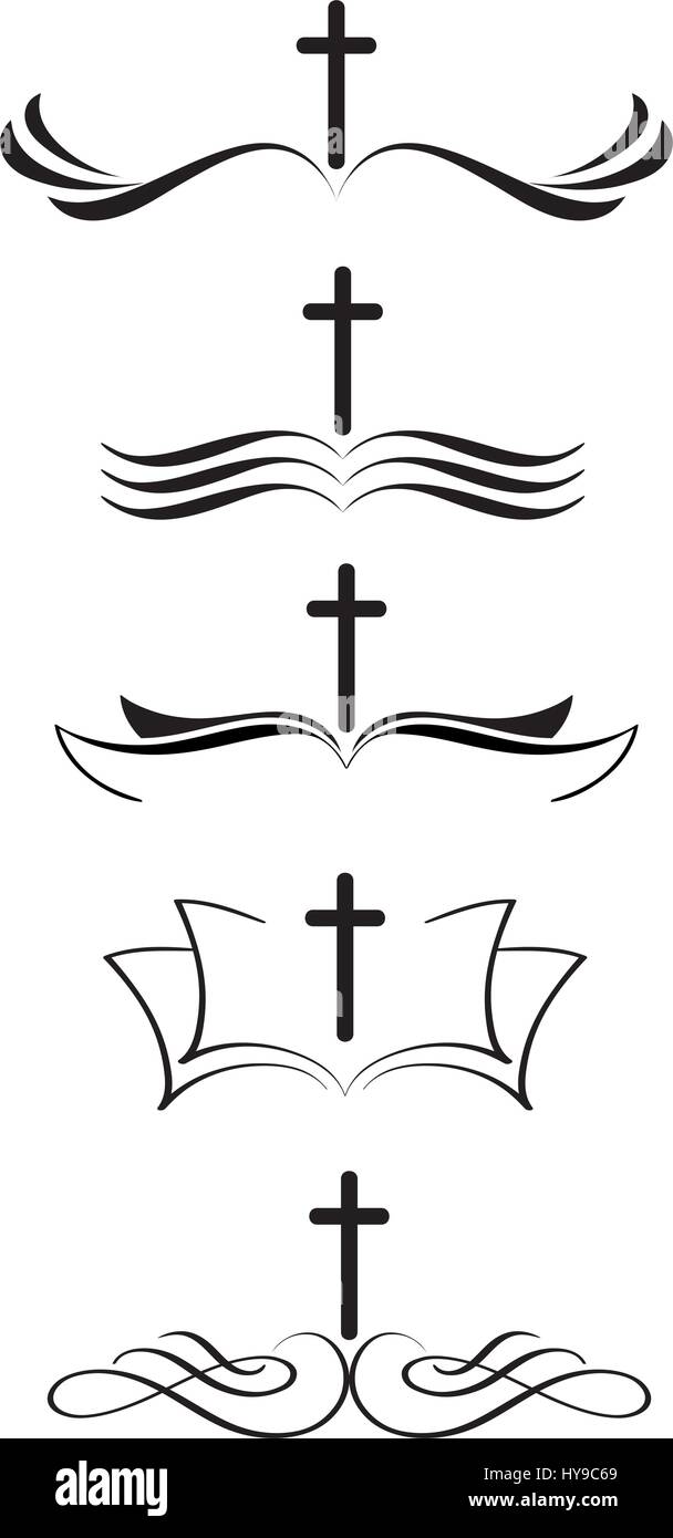 Set di loghi cristiana croce e la bibbia. stilizzata disegnata a mano  vintage Calligraphy lettering illustrazione vettoriale EPS10 Immagine e  Vettoriale - Alamy
