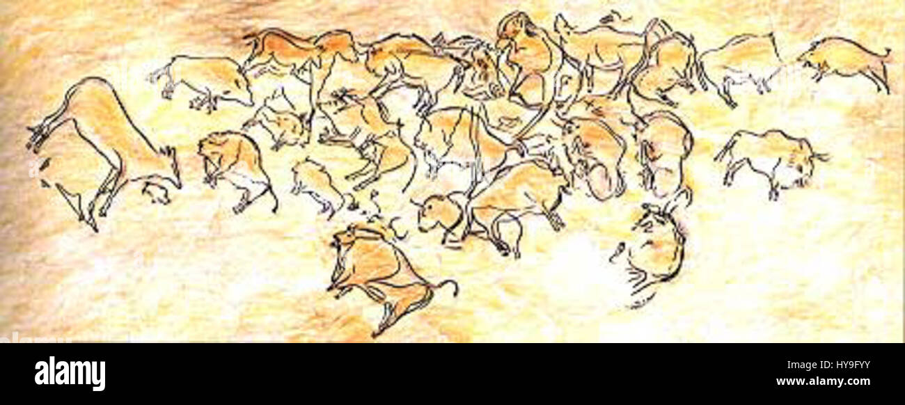 «Altamira» si riferisce probabilmente alle grotte di Altamira in Spagna, famose per le loro pitture rupestri preistoriche. Queste opere sono alcuni dei primi esempi conosciuti di arte umana, risalenti al periodo paleolitico superiore. Foto Stock