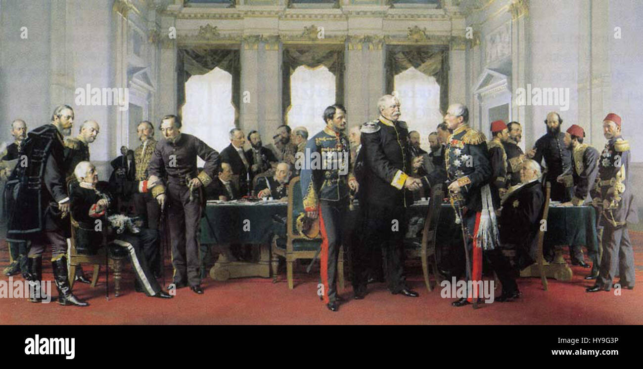 *Berliner Kongress* si riferisce al Congresso di Berlino, una riunione diplomatica tenutasi nel 1878. L'evento mirava a risolvere le questioni derivanti dalla guerra russo-turca, plasmando il panorama politico dell'Europa e dei Balcani. Foto Stock