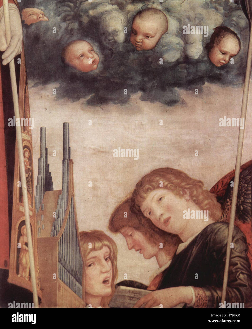 Andrea Mantegna, un pittore rinascimentale italiano, è noto per la sua padronanza nella prospettiva e nell'uso di motivi classici. L'opera numero 105 è uno dei suoi contributi significativi al primo Rinascimento, mostrando dettagli e profondità intricati. Foto Stock