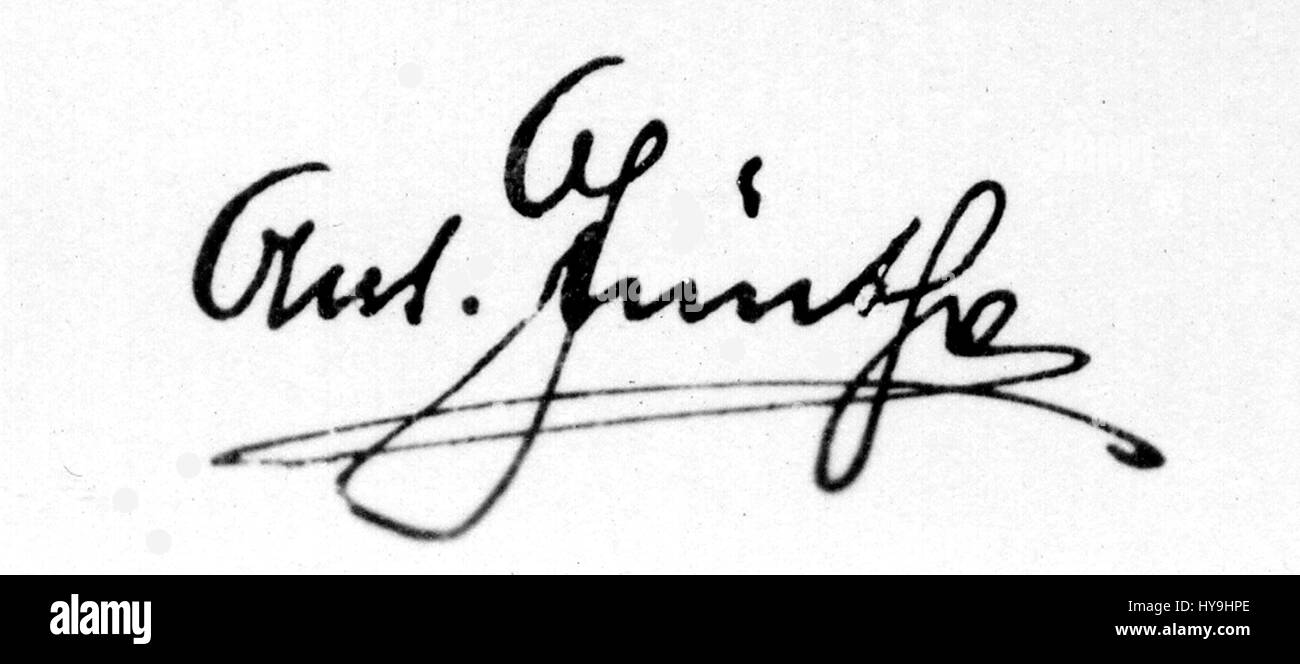 Un "Autogramm" si riferisce a un autografo personale, spesso associato a personalità o artisti famosi. Il termine è usato per evidenziare un documento firmato o un elemento significativo, spesso valutato per la sua autenticità e il contesto storico. Foto Stock