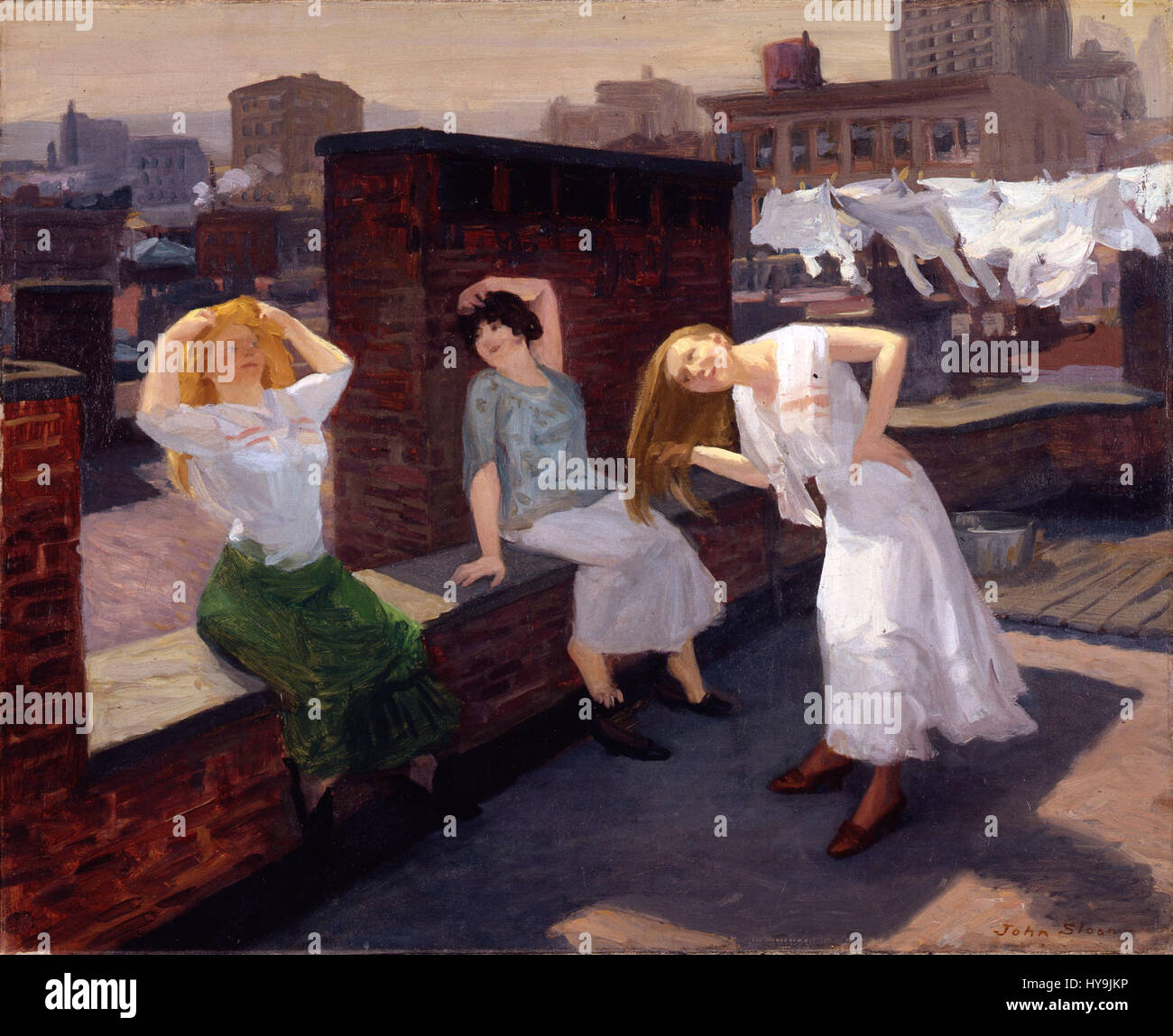John Sloan Domenica, donne asciugando i loro capelli Foto Stock