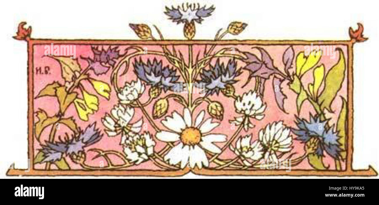 Ivan Bilibin era un artista russo noto per le sue illustrazioni ispirate al folklore russo e alle favole. Il suo stile distintivo fonde l'arte tradizionale russa con l'Art Nouveau, creando opere vivide e decorative che spesso presentano temi mitologici e motivi intricati. Questo particolare lavoro riflette il suo impegno nella narrazione visiva. Foto Stock