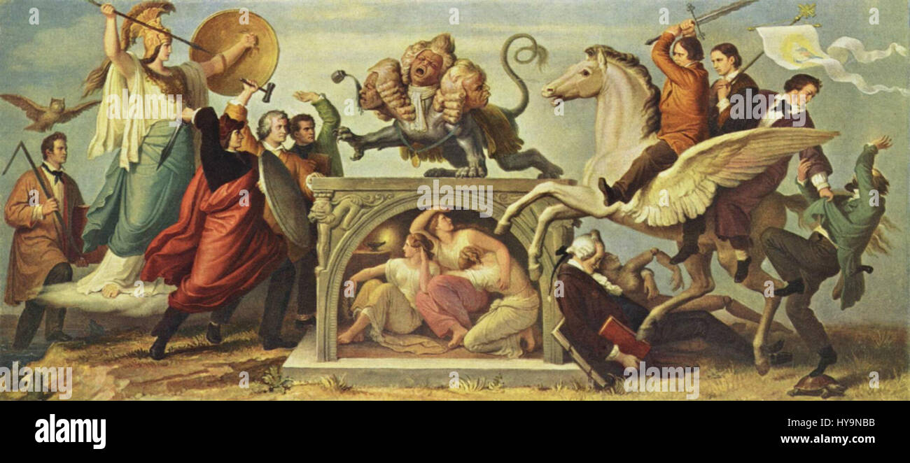 Un'opera d'arte di Wilhelm von Kaulbach, un pittore tedesco noto per le sue scene storiche e mitologiche, che riflette gli stili artistici del XIX secolo. Foto Stock